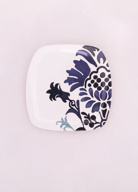 Bright Designs Melamine Small Plate 
Set of 6 (L 18cm W 18cm)  Bleu blanc