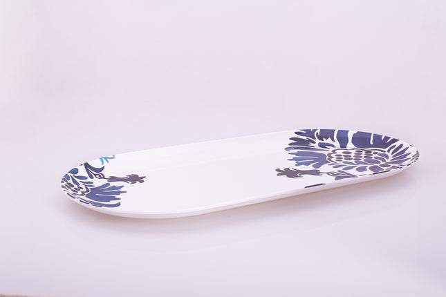 Bright Designs Melamine Serving Platter Set of 2 (L 52cm W 26cm) Bleu Blanc