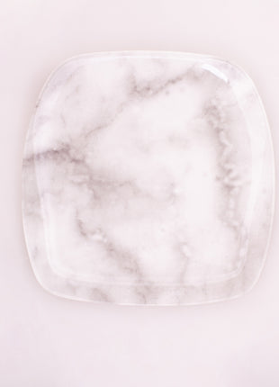 Bright Designs Melamine Square Dinner Plate 
Set of 6 (L 26cm W 26cm)White Marble
