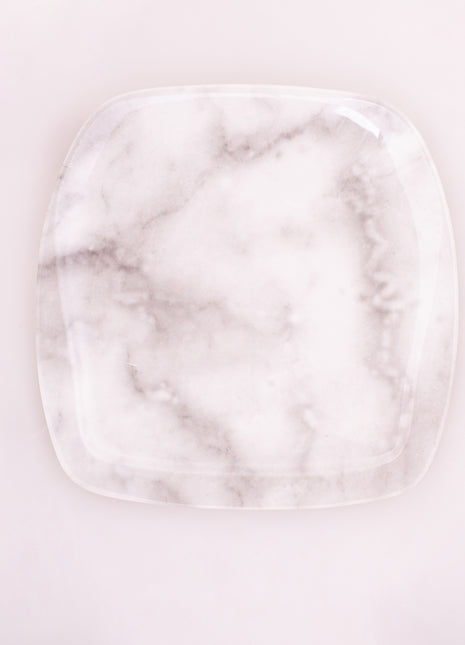 Bright Designs Melamine Square Dinner Plate 
Set of 6 (L 26cm W 26cm)White Marble