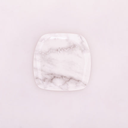 Bright Designs Melamine Small Plate 
Set of 6 (L 18cm W 18cm) white Marble