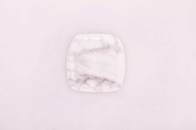 Bright Designs Melamine Small Plate 
Set of 6 (L 18cm W 18cm) white Marble