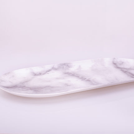 Bright Designs Melamine Serving Platter 
Set of 2 (L 52cm W 26cm)White Marble