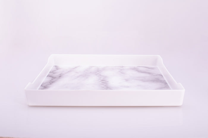 Bright Designs Melamine Matt Square Tray 
Set of 1 (L 38cm W 38cm) white Marble