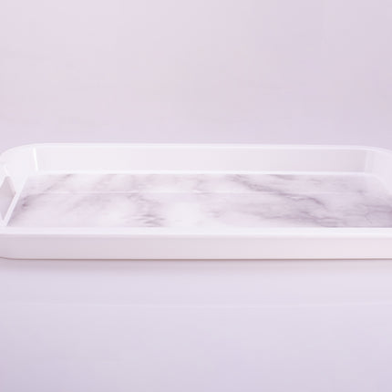 Bright Designs Melamine Rectangle Tray 
Set of 1 (L 55cm W 35cm) White Marble