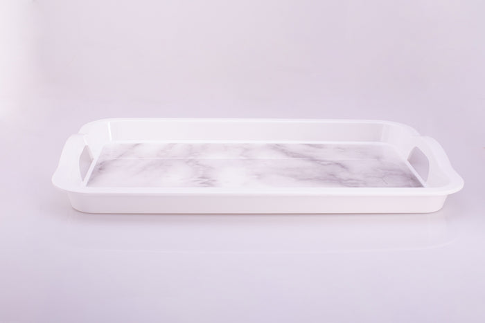 Bright Designs Melamine Rectangle Tray 
Set of 1 (L 55cm W 35cm) White Marble