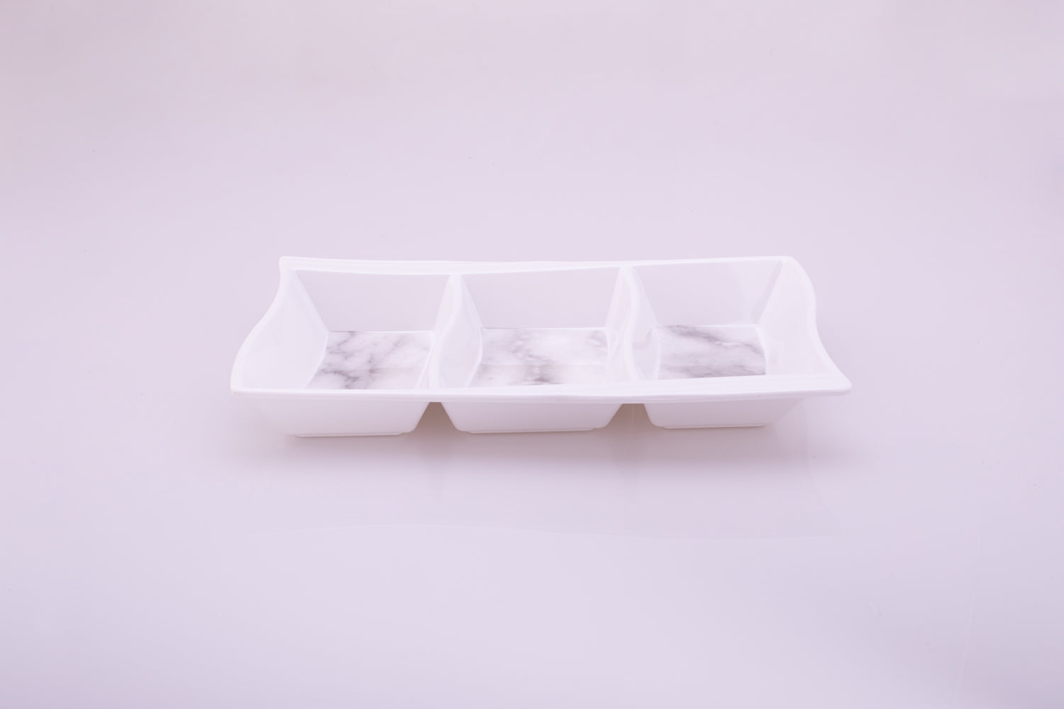 Bright Designs Melamine Savoury Tray 
Set of 2 (L 30cm W 19cm H 3cm) white Marble