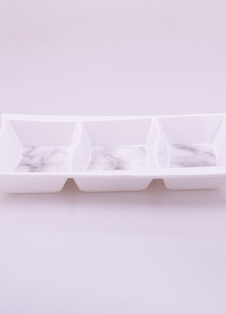 Bright Designs Melamine Savoury Tray 
Set of 2 (L 30cm W 19cm H 3cm) white Marble