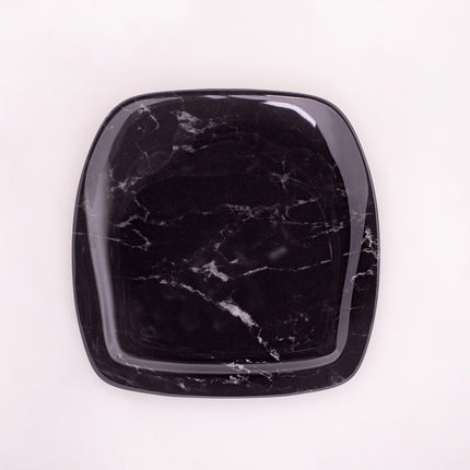 Bright Designs Melamine Square Dinner Plate 
Set of 6 (L 26cm W 26cm) Black Marble