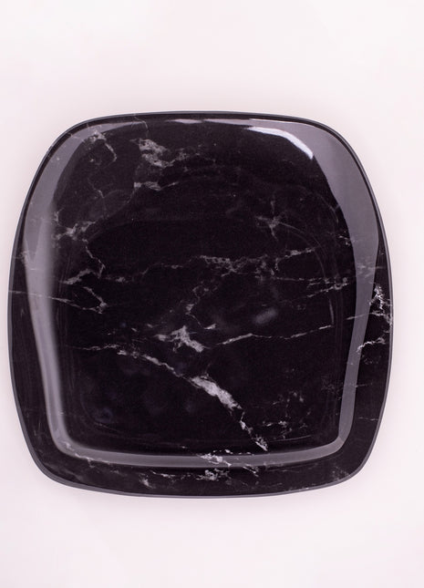 Bright Designs Melamine Square Dinner Plate 
Set of 6 (L 26cm W 26cm) Black Marble