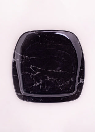 Bright Designs Melamine Side Plate 
Set of 6 (L 22cm W 22cm) black Marble