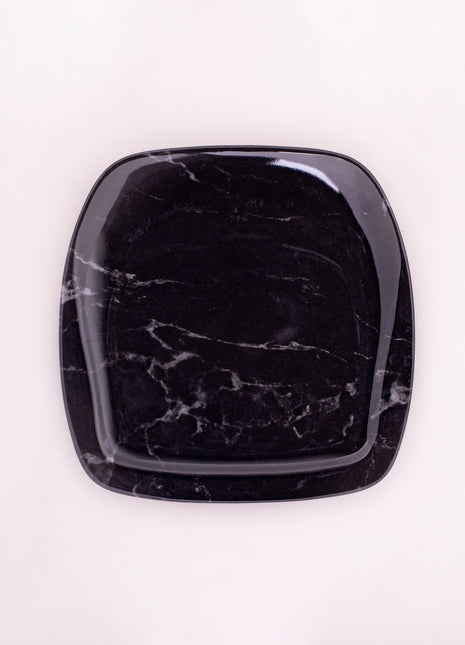 Bright Designs Melamine Side Plate 
Set of 6 (L 22cm W 22cm) black Marble
