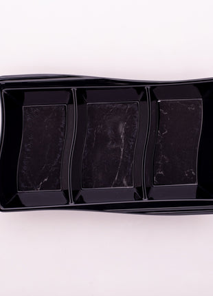 Bright Designs Melamine Savoury Tray 
Set of 2 (L 30cm W 19cm H 3cm) black Marble