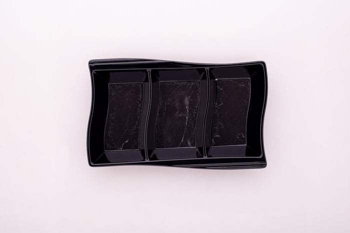 Bright Designs Melamine Savoury Tray 
Set of 2 (L 30cm W 19cm H 3cm) black Marble