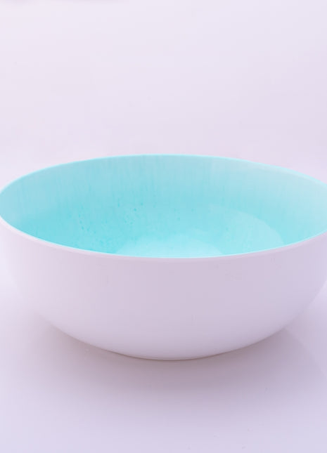 Bright Designs Melamine Serving Bowl with Serving Spoon and Fork 
Set of 1 (D 26cm H 10cm)bleu Stoned