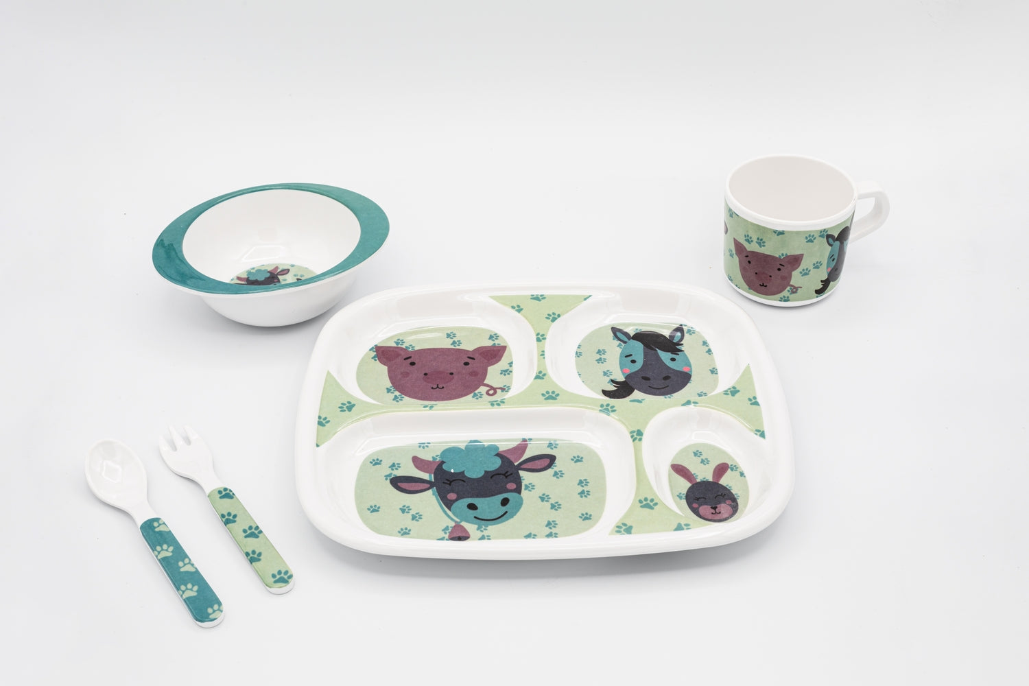 Bright Designs Kids 5 pieces Melamine Set Animals  K6