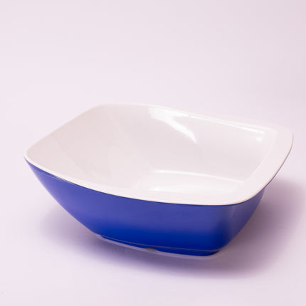 Bright Designs Melamine Serving Bowl with Serving Spoon and Fork 
Set of 1 (L 26cm W 26cm H 9cm) Double Colour Royal Blue