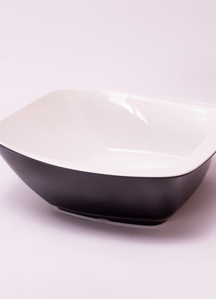 Bright Designs Melamine Serving Bowl with Serving Spoon and Fork 
Set of 1 (L 26cm W 26cm H 9cm) Double Colour Black