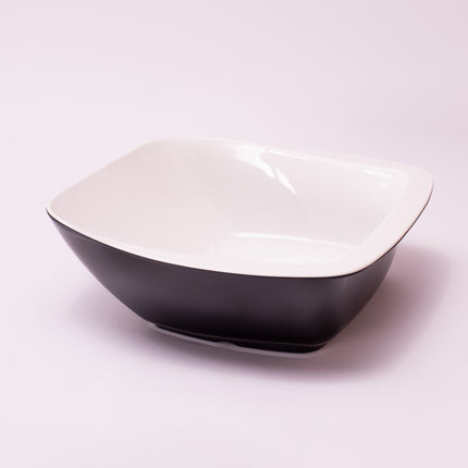 Bright Designs Melamine Serving Bowl with Serving Spoon and Fork 
Set of 1 (L 26cm W 26cm H 9cm) Double Colour Black