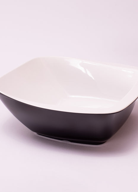 Bright Designs Melamine Serving Bowl with Serving Spoon and Fork 
Set of 1 (L 26cm W 26cm H 9cm) Double Colour Black