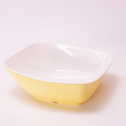 Bright Designs Melamine Serving Bowl with Serving Spoon and Fork 
Set of 1 (L 26cm W 26cm H 9cm) Double Colour Yellow