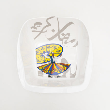 Bright Designs Melamine Square Serving Bowl with Fork & Spoon (L 26cm W 26cm H 9cm) Tanoura