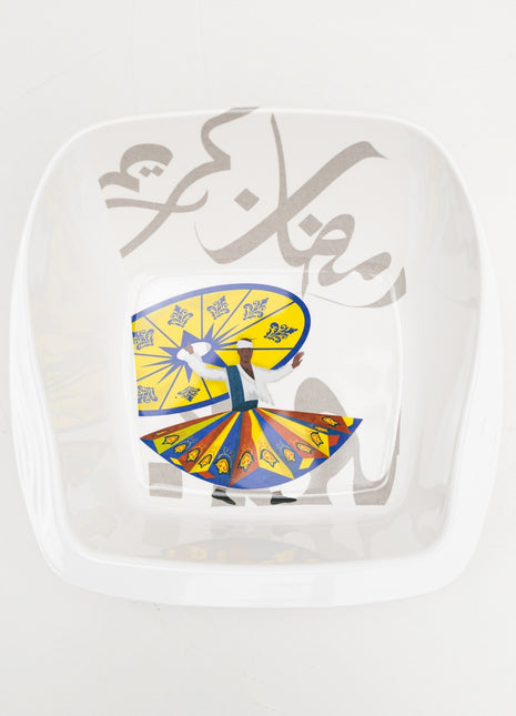 Bright Designs Melamine Square Serving Bowl with Fork & Spoon (L 26cm W 26cm H 9cm) Tanoura