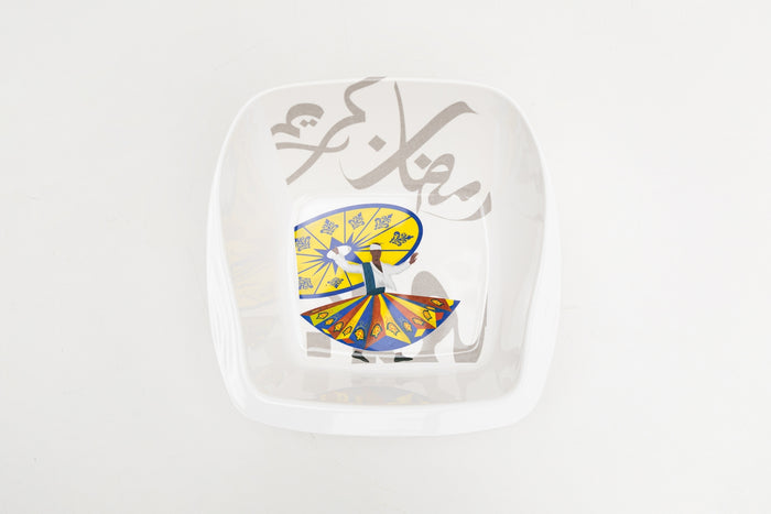 Bright Designs Melamine Square Serving Bowl with Fork & Spoon (L 26cm W 26cm H 9cm) Tanoura