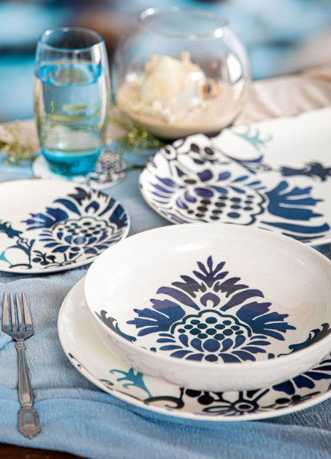 Bright Designs Melamine Deep Dish 
Set of 6 (D 22cm H 5cm) bleu blanc