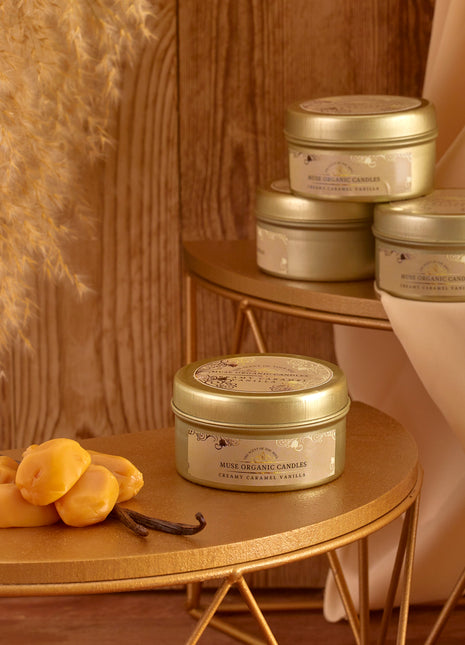 Muse Organic Candles Creamy Caramel Vanilla Tin (Travel Size)