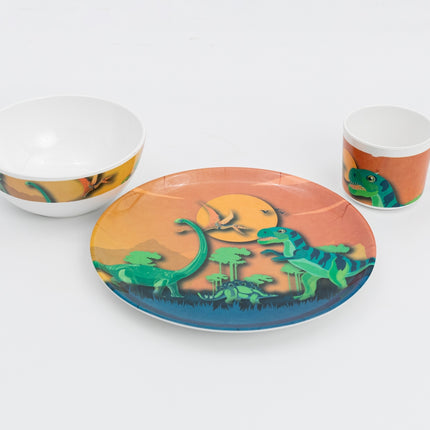 Bright Designs Kids 3 pieces Melamine Set Dinosaurs K2