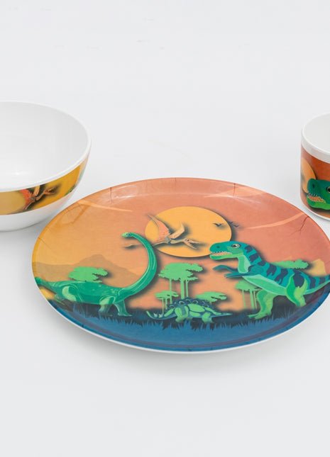 Bright Designs Kids 3 pieces Melamine Set Dinosaurs K2
