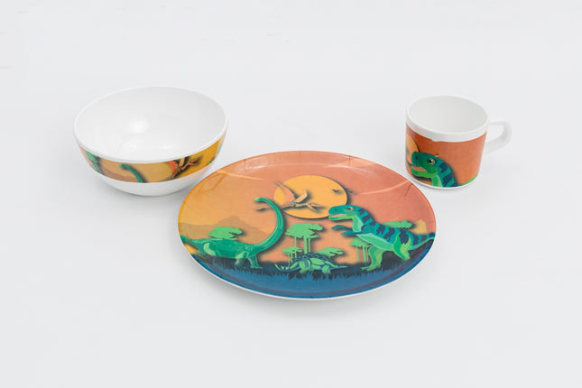 Bright Designs Kids 3 pieces Melamine Set Dinosaurs K2
