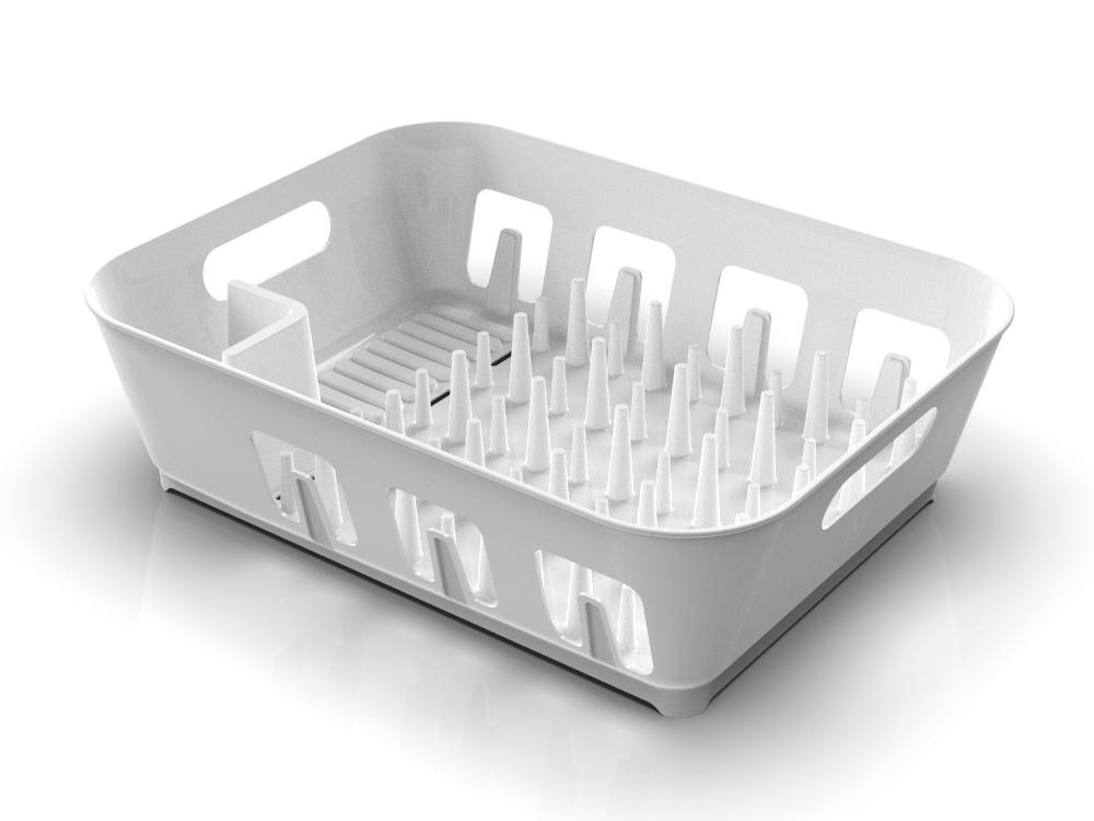 mDesign Steel Compact Modern Dish Drying Rack with Cutlery Tray