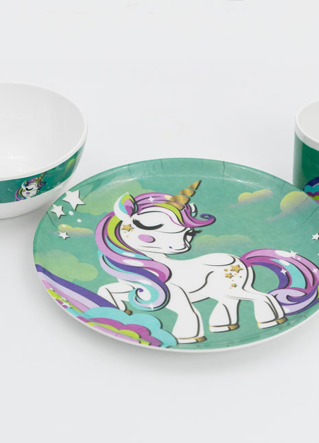 Bright Designs Kids 3 pieces Melamine Set Unicorn K4