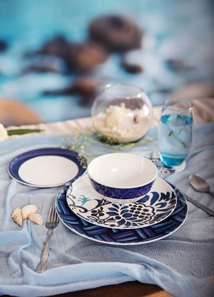 Bright Designs Melamine Bowl 
Set of 6 (D 14cm H 6cm)  bleu blanc