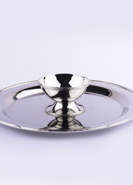 Round Copper Platter 35 cm with Small Bowl